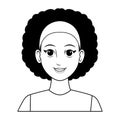 Young woman avatar cartoon character profile picture black and white