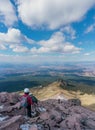 Young woman with backpack in malinche volcano Royalty Free Stock Photo
