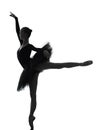 Young woman ballerina ballet dancer dancing silhouette Royalty Free Stock Photo