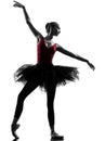 Young woman ballerina ballet dancer dancing silhouette Royalty Free Stock Photo