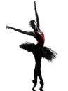 Young woman ballerina ballet dancer dancing silhouette Royalty Free Stock Photo