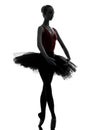 Young woman ballerina ballet dancer dancing silhouette Royalty Free Stock Photo