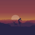 Young woman ballerina ballet dancing silhouette in sunset wildlife background