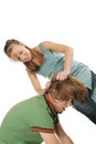 Young woman beat her boyfriend Royalty Free Stock Photo