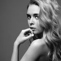 Young woman. Beautiful blonde Girl. fashion monochrome portrait Royalty Free Stock Photo