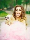 Glamour woman with dog Royalty Free Stock Photo