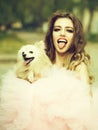 Glamour woman with dog Royalty Free Stock Photo