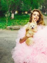 Glamour woman with dog Royalty Free Stock Photo