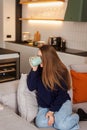 Young woman in a beautiful modern house interior barnhouse