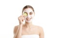 Young woman with beauty mask on her face Royalty Free Stock Photo