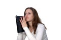 Young Woman with Bible praying