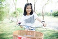 Young woman bicycling. Royalty Free Stock Photo