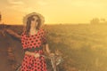 Young woman with bike smailing Royalty Free Stock Photo