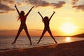 Young woman in bikini with girlfriend. Lovely couple Royalty Free Stock Photo