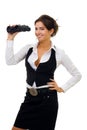 Young woman with binocular