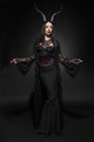 Young woman in black fantasy costume Royalty Free Stock Photo