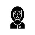 Young woman black icon concept. Young woman flat vector symbol, sign, illustration. Royalty Free Stock Photo