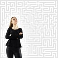 Young woman in black and Maze Royalty Free Stock Photo