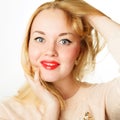 Young woman with blond hair and red lips Royalty Free Stock Photo