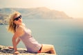 Young Woman blonde hair relaxing outdoor Royalty Free Stock Photo