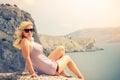 Young Woman blonde hair relaxing outdoor Royalty Free Stock Photo