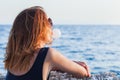 Young woman blowing bubble gum Royalty Free Stock Photo