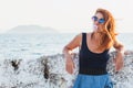 Young woman blowing bubble gum Royalty Free Stock Photo