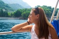 Young woman on boat Royalty Free Stock Photo