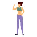 Young woman bodybuilding icon, cartoon style Royalty Free Stock Photo