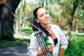 Young woman with a bow and arrows Royalty Free Stock Photo