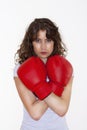 Young woman with boxing gloves