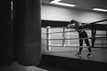 Young woman in boxing gloves on a ring Royalty Free Stock Photo
