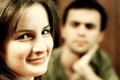 Young woman and boyfriend Royalty Free Stock Photo