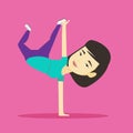 Young woman breakdancing vector illustration.