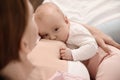 Young woman breast feeding her little baby Royalty Free Stock Photo