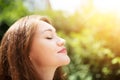 Young Woman Breathing Fresh Air Royalty Free Stock Photo