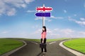 Young woman with brexit signpost