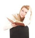 Young woman with brown book