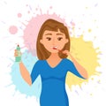 Young woman brush teeth cartoon style vector concept.