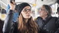 Young woman in the bus Royalty Free Stock Photo