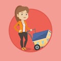 Young woman buying house vector illustration.