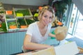 Young woman buying vegetables at market Royalty Free Stock Photo