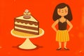Young woman and cake. Overweight problem Royalty Free Stock Photo