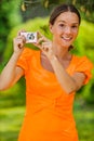 Young woman with camera