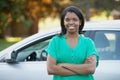 Young woman with car