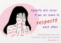 Young woman in cartoon character expressed her regret for victim of bullying with wording oft International day for the