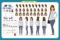 Young woman, casual clothes. Character creation set. Full length