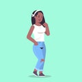 Young woman in casual clothes standing pose smiling african american female cartoon character attractive girl posing