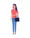 Young woman casual with handbag avatar character Royalty Free Stock Photo