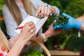 Young woman checking purchases list Royalty Free Stock Photo